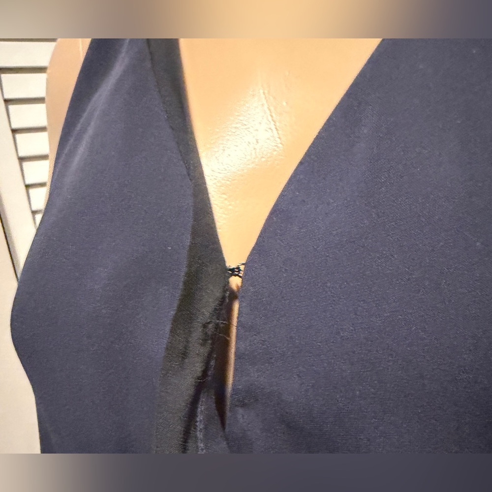 L’AGENCE Silk Versatile Halter Wrap Camisole Navy Draped Top Size S - Picture 10 of 16